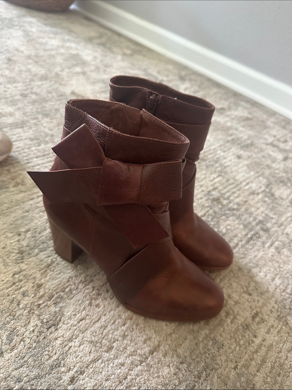 kate spade Chestnut Brown Bow Ankle Boots